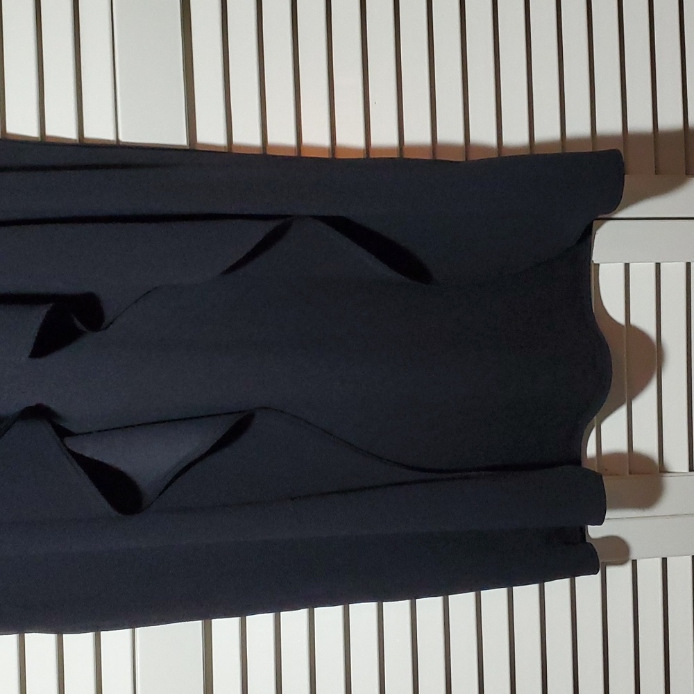 1X Black Long Waterfall Front Open Cardigan, Sleeveless